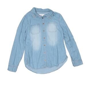 Justice Studded Collar Faded Chambray Shirt‎ Youth Girls 10 Casual Western